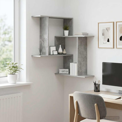vidaXL Wall Shelf Concrete Grey 67 x 67 x 87 cm Engineered Wood