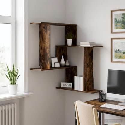 vidaXL Wall Shelf Smoked Oak 67 x 67 x 87 cm Engineered Wood