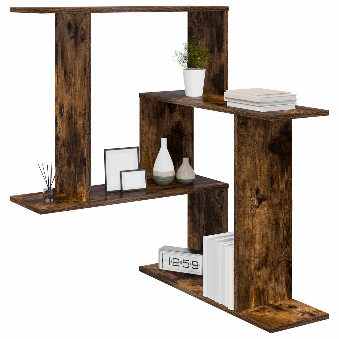vidaXL Wall Shelf Smoked Oak 67 x 67 x 87 cm Engineered Wood