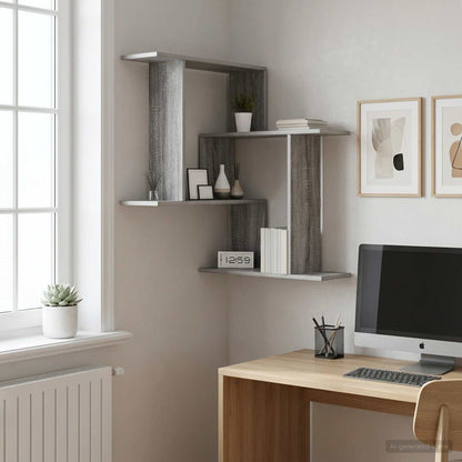vidaXL Wall Shelf Grey Sonoma 67 x 67 x 87 cm Engineered Wood