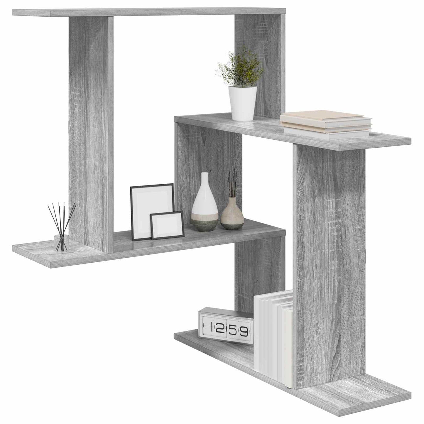vidaXL Wall Shelf Grey Sonoma 67 x 67 x 87 cm Engineered Wood