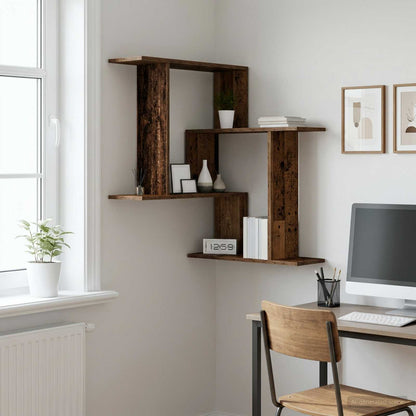 vidaXL Wall Shelf Old Wood 67 x 67 x 87 cm Engineered Wood