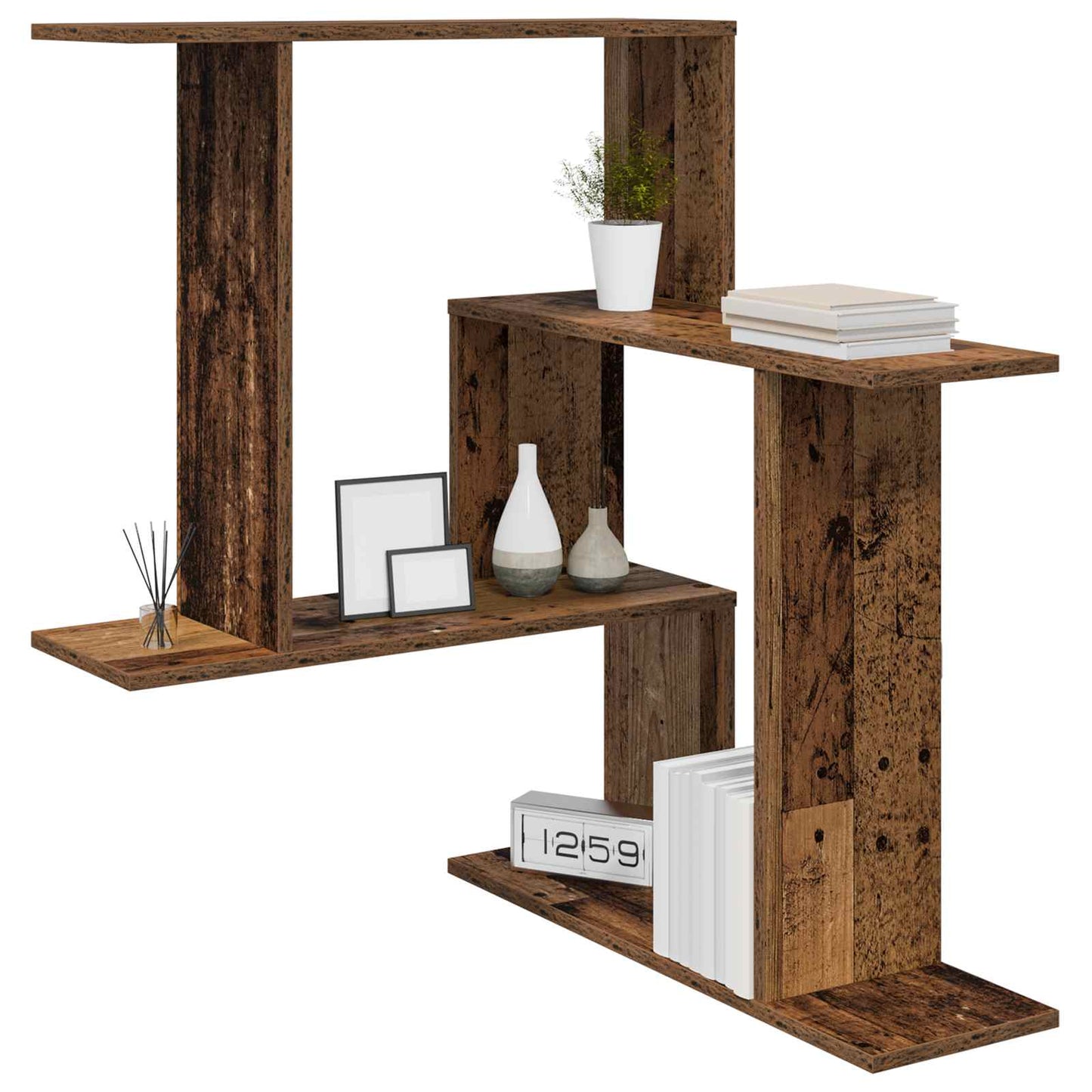 vidaXL Wall Shelf Old Wood 67 x 67 x 87 cm Engineered Wood