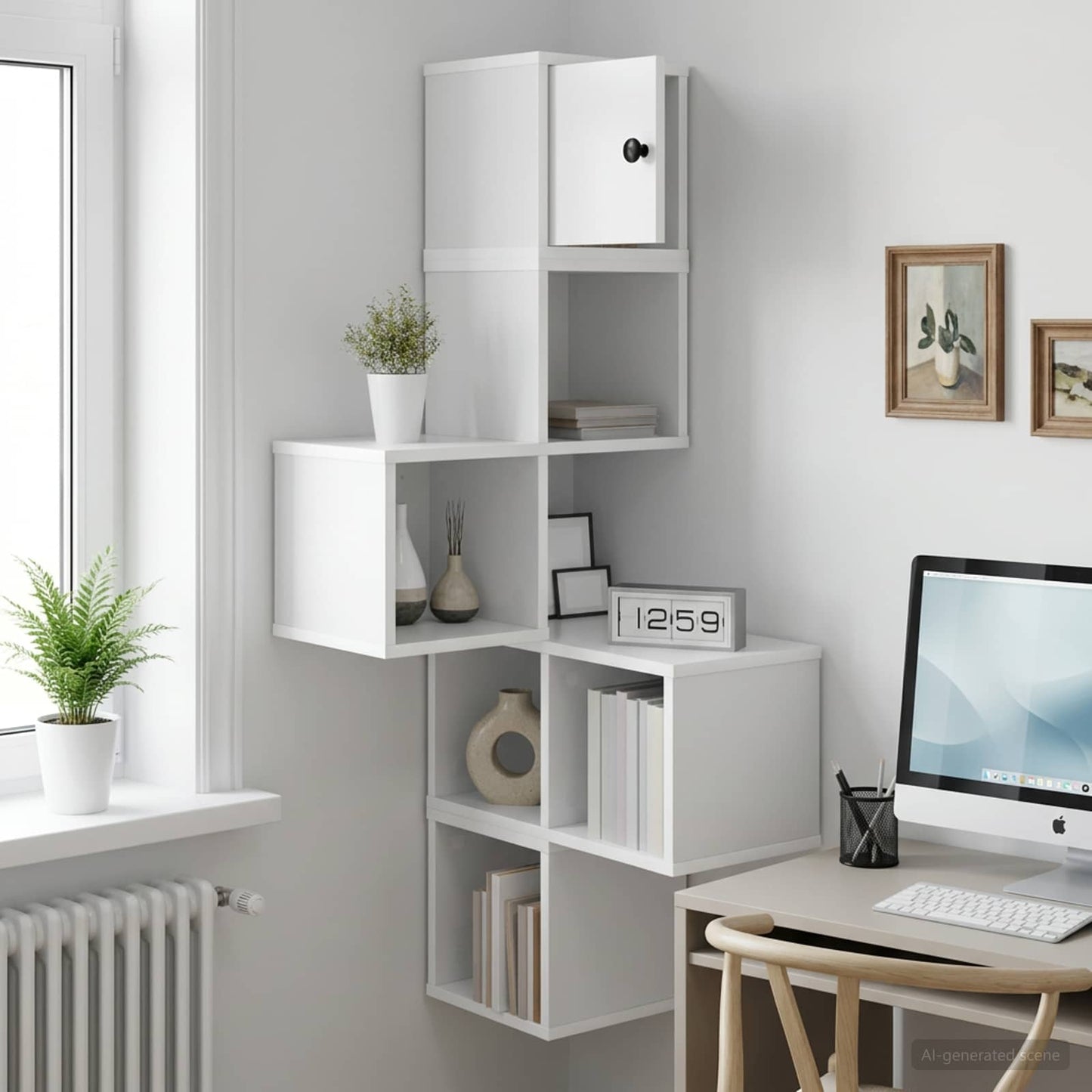vidaXL Wall Corner Shelf White 48 x 48 x 120 cm Engineered Wood