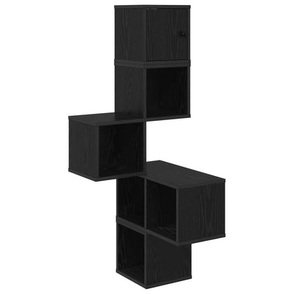 vidaXL Wall Corner Shelf Black Oak 48 x 48 x 120 cm Engineered Wood
