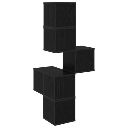 vidaXL Wall Corner Shelf Black Oak 48 x 48 x 120 cm Engineered Wood