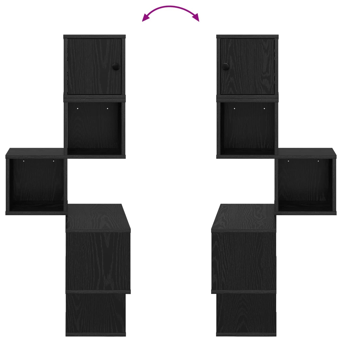 vidaXL Wall Corner Shelf Black Oak 48 x 48 x 120 cm Engineered Wood