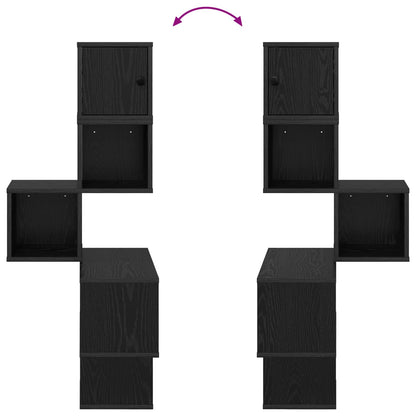 vidaXL Wall Corner Shelf Black Oak 48 x 48 x 120 cm Engineered Wood