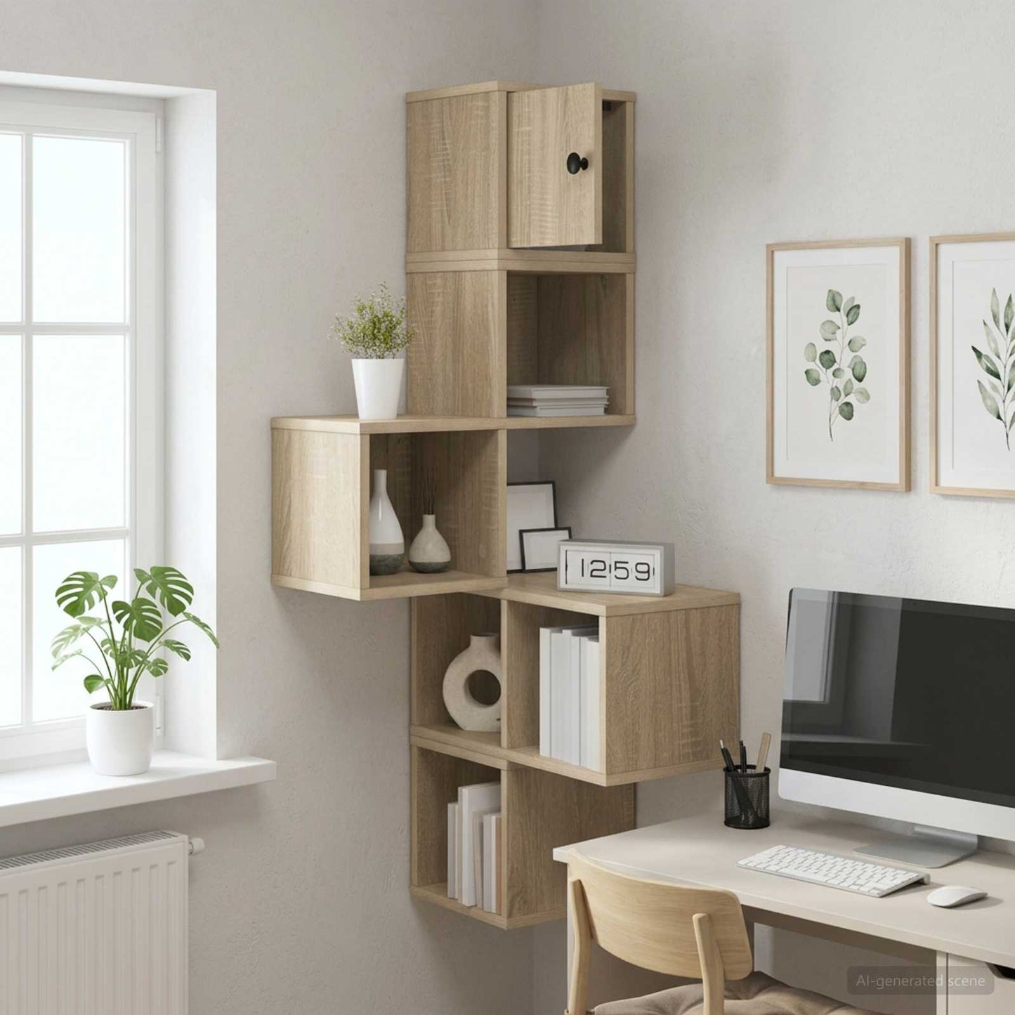 vidaXL Wall Corner Shelf Sonoma Oak 48 x 48 x 120 cm Engineered Wood