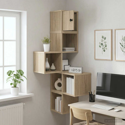 vidaXL Wall Corner Shelf Sonoma Oak 48 x 48 x 120 cm Engineered Wood