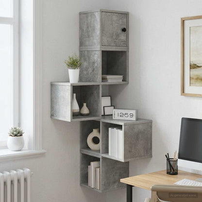 vidaXL Wall Corner Shelf Concrete Grey 48 x 48 x 120 cm