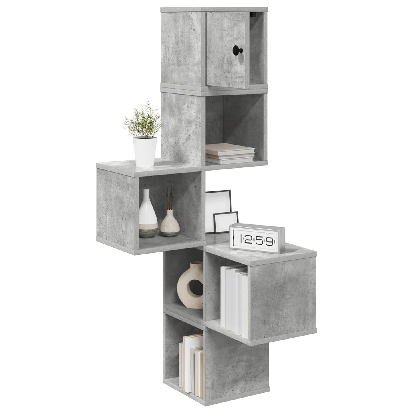 vidaXL Wall Corner Shelf Concrete Grey 48 x 48 x 120 cm