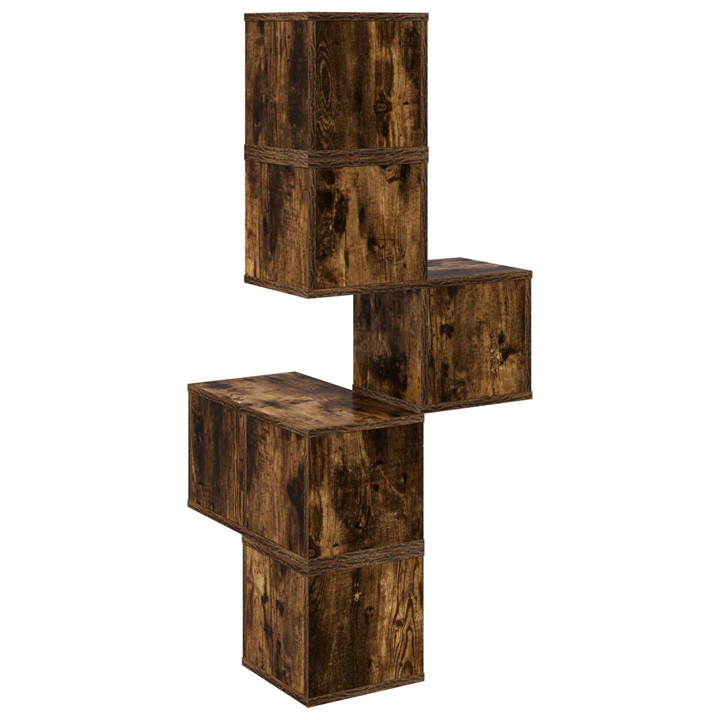 vidaXL Wall Corner Shelf Smoked Oak 48 x 48 x 120 cm Engineered Wood
