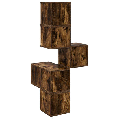 vidaXL Wall Corner Shelf Smoked Oak 48 x 48 x 120 cm Engineered Wood