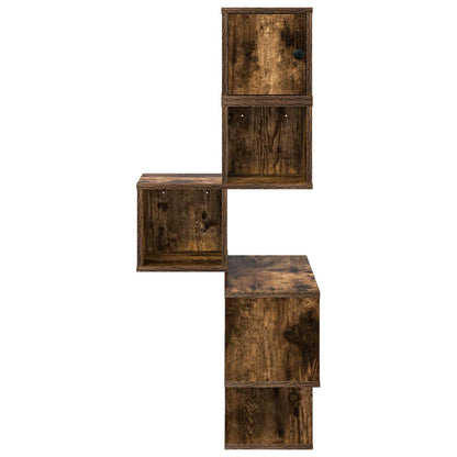 vidaXL Wall Corner Shelf Smoked Oak 48 x 48 x 120 cm Engineered Wood
