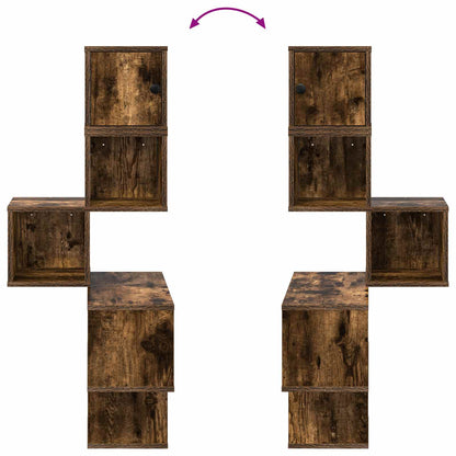 vidaXL Wall Corner Shelf Smoked Oak 48 x 48 x 120 cm Engineered Wood