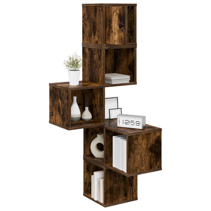 vidaXL Wall Corner Shelf Smoked Oak 48 x 48 x 120 cm Engineered Wood