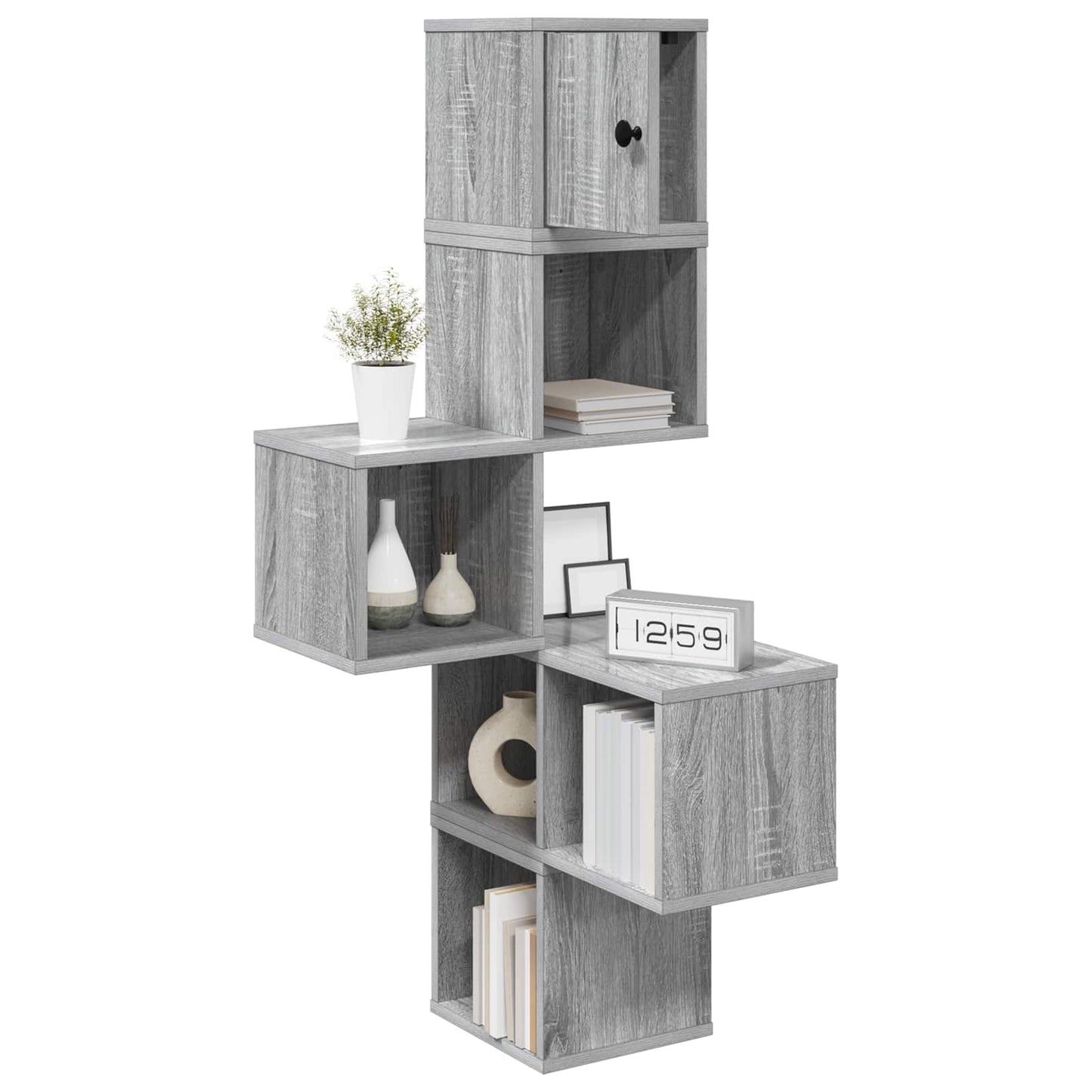 vidaXL Wall Corner Shelf Grey Sonoma 48 x 48 x 120 cm Engineered Wood