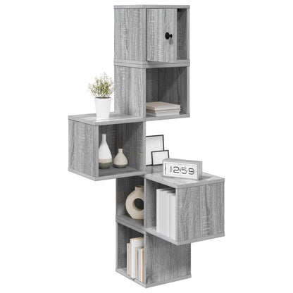 vidaXL Wall Corner Shelf Grey Sonoma 48 x 48 x 120 cm Engineered Wood