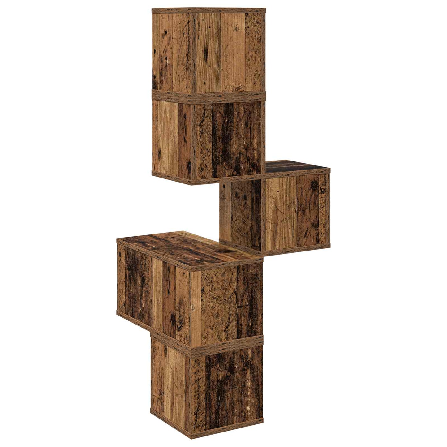 vidaXL Wall Corner Shelf Old Wood 48 x 48 x 120 cm Engineered Wood