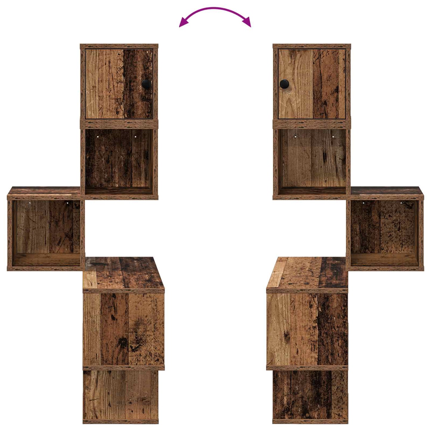 vidaXL Wall Corner Shelf Old Wood 48 x 48 x 120 cm Engineered Wood