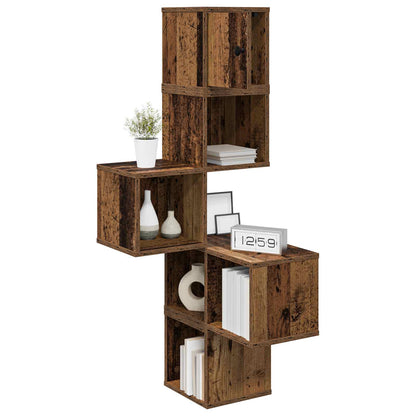 vidaXL Wall Corner Shelf Old Wood 48 x 48 x 120 cm Engineered Wood