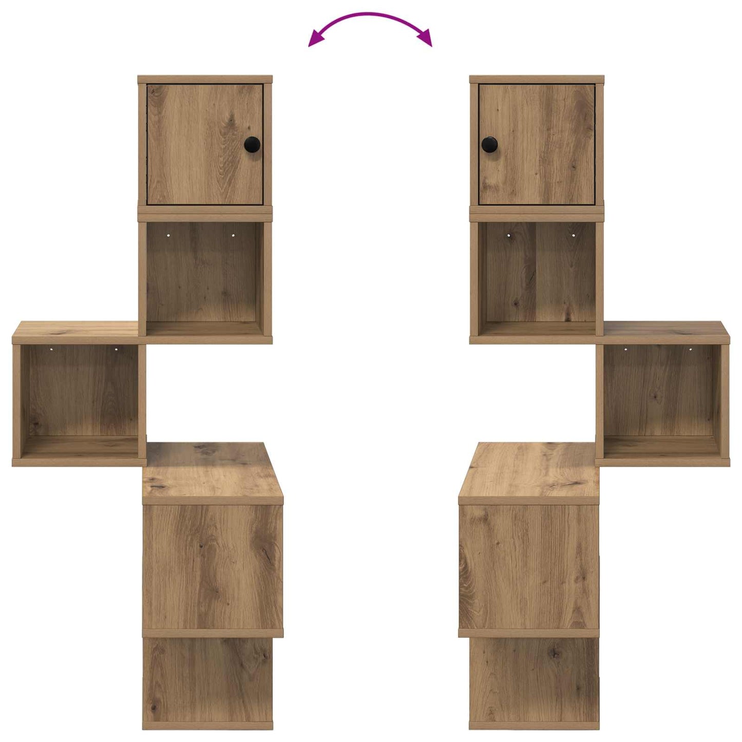 vidaXL Wall Corner Shelf Artisan Oak 48 x 48 x 120 cm Engineered Wood