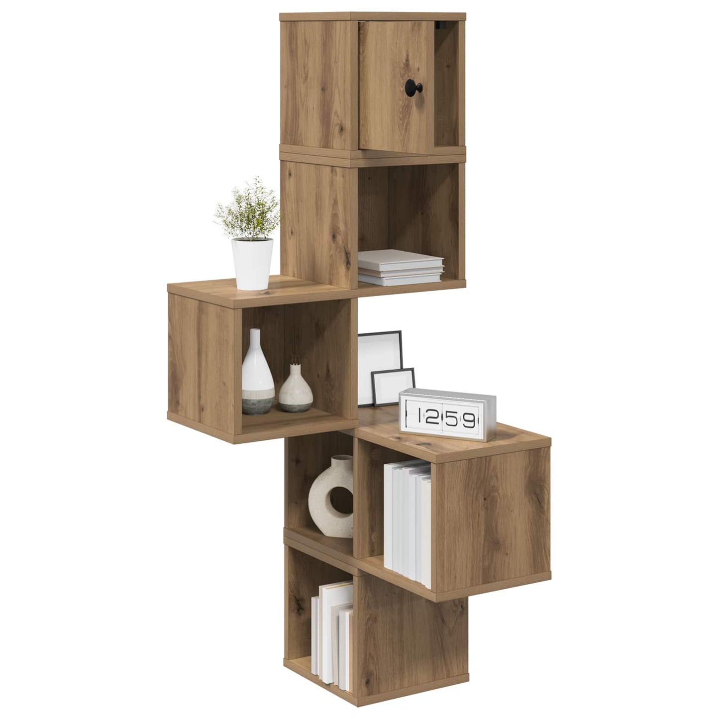 vidaXL Wall Corner Shelf Artisan Oak 48 x 48 x 120 cm Engineered Wood