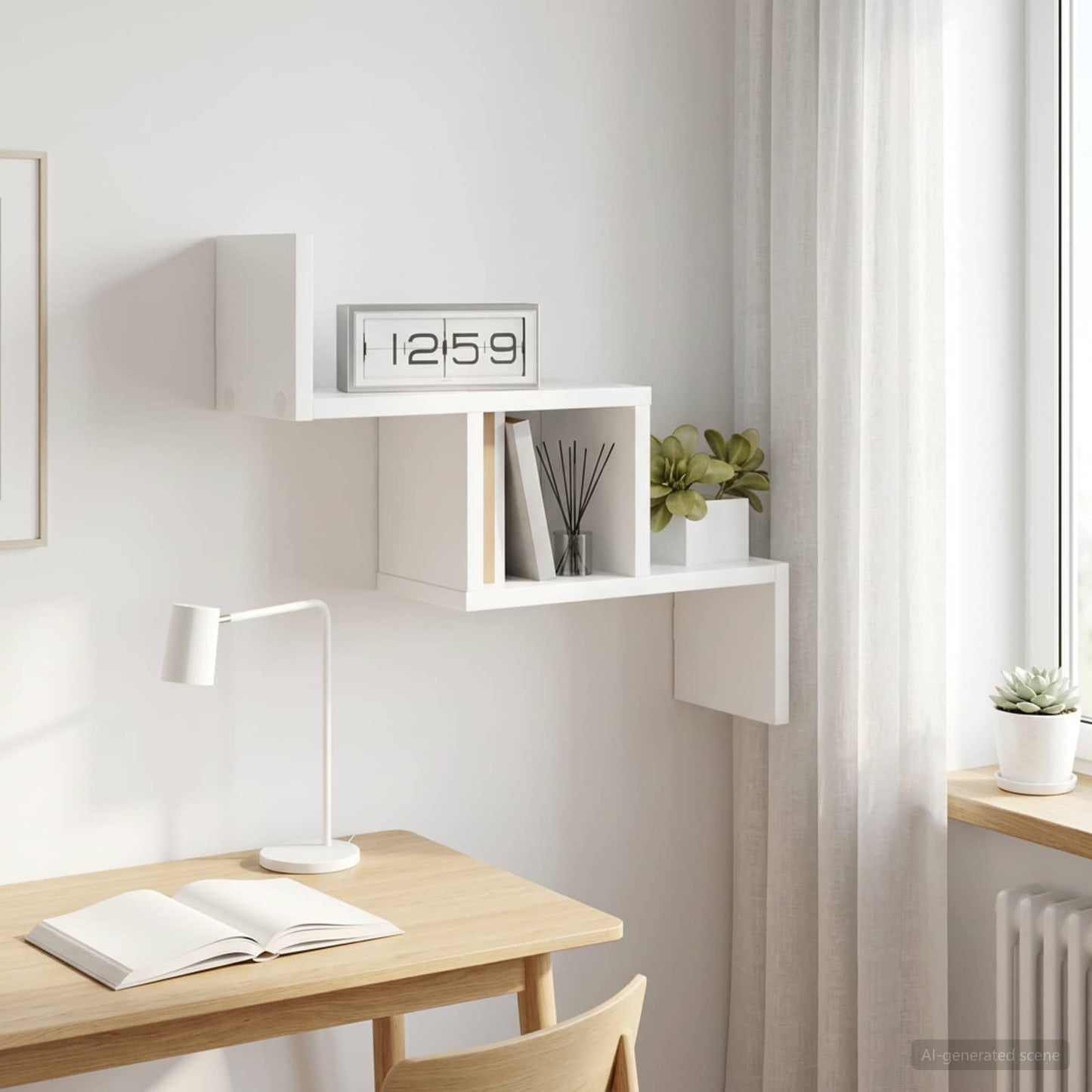 vidaXL Wall Shelf White 48 x 15 x 42 cm Engineered Wood