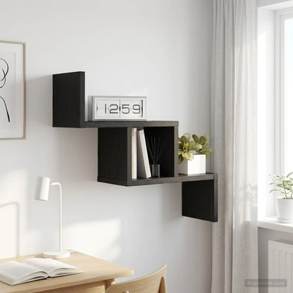 vidaXL Wall Shelf Black Oak 48 x 15 x 42 cm Engineered Wood