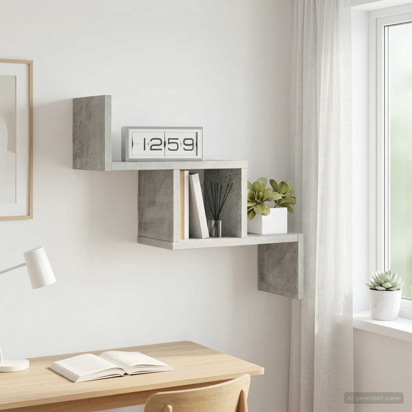vidaXL Wall Shelf Concrete Grey 48 x 15 x 42 cm Engineered Wood