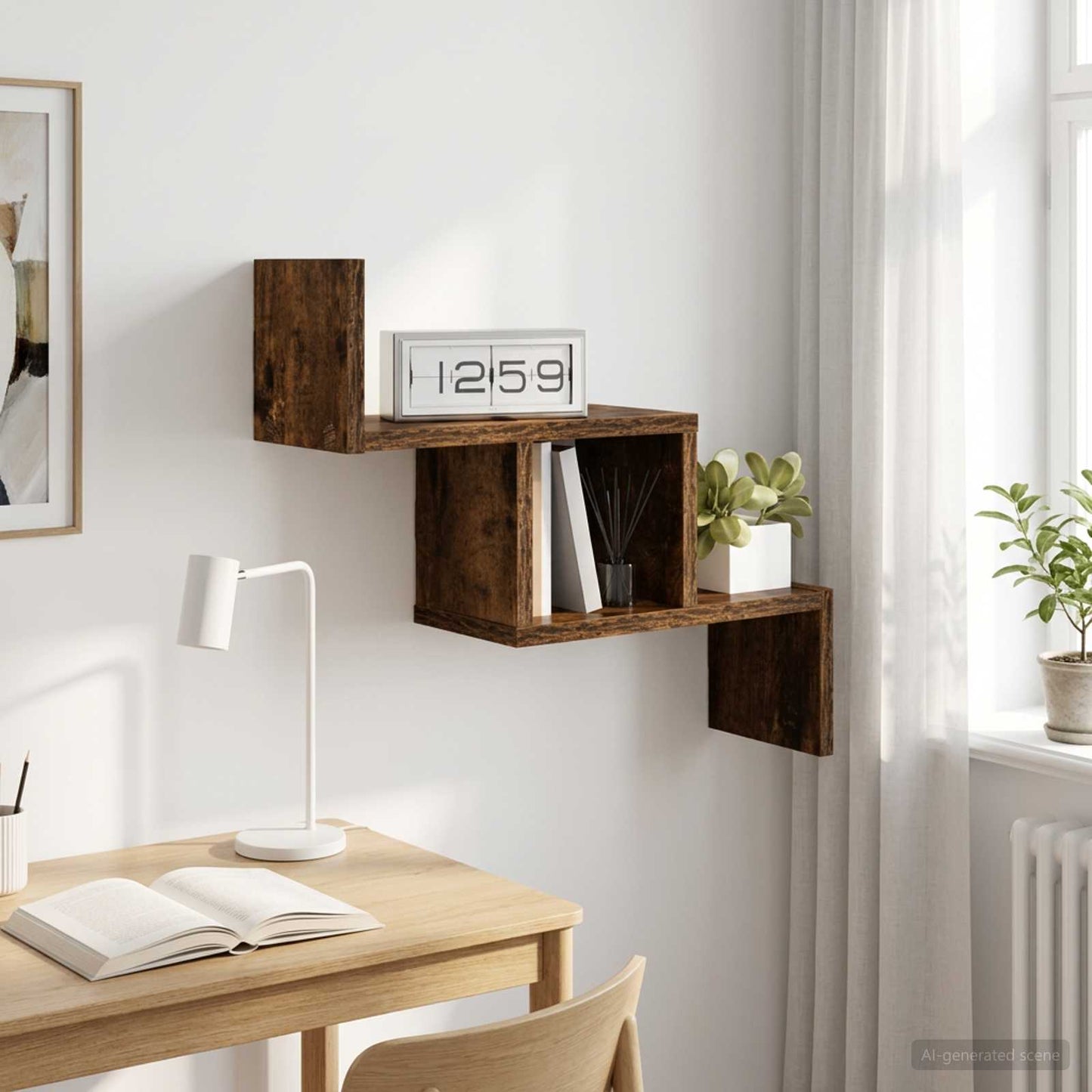 vidaXL Wall Shelf Smoked Oak 48 x 15 x 42 cm Engineered Wood