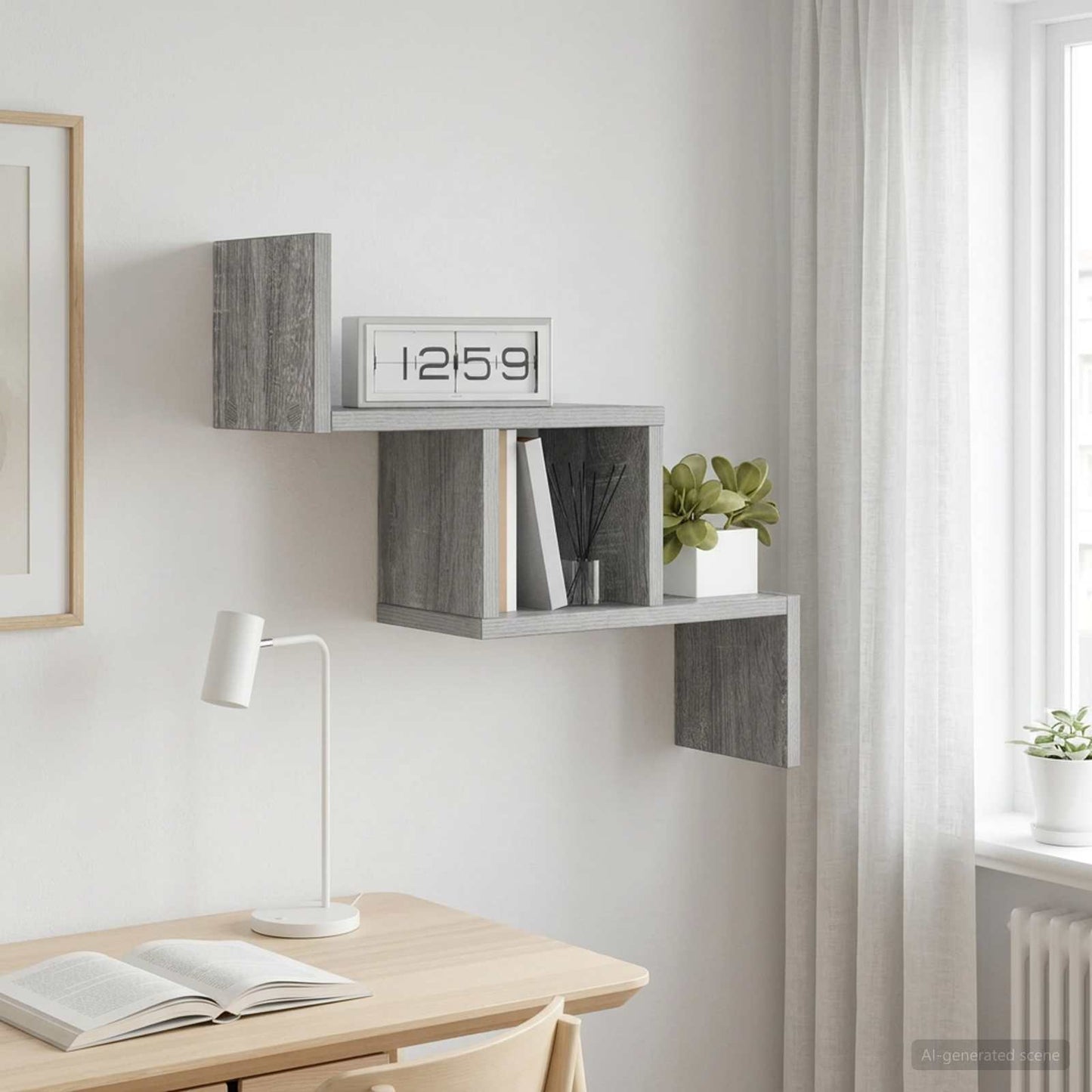 vidaXL Wall Shelf Grey Sonoma 48 x 15 x 42 cm Engineered Wood