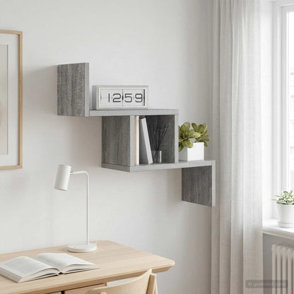 vidaXL Wall Shelf Grey Sonoma 48 x 15 x 42 cm Engineered Wood