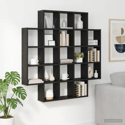 vidaXL Wall Shelf Black Oak 100 x 13 x 100 cm Engineered Wood