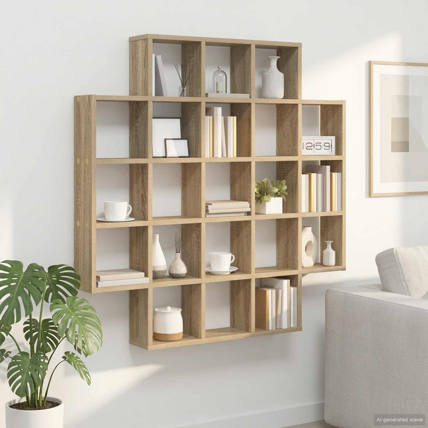vidaXL Wall Shelf Sonoma Oak 100 x 13 x 100 cm Engineered Wood
