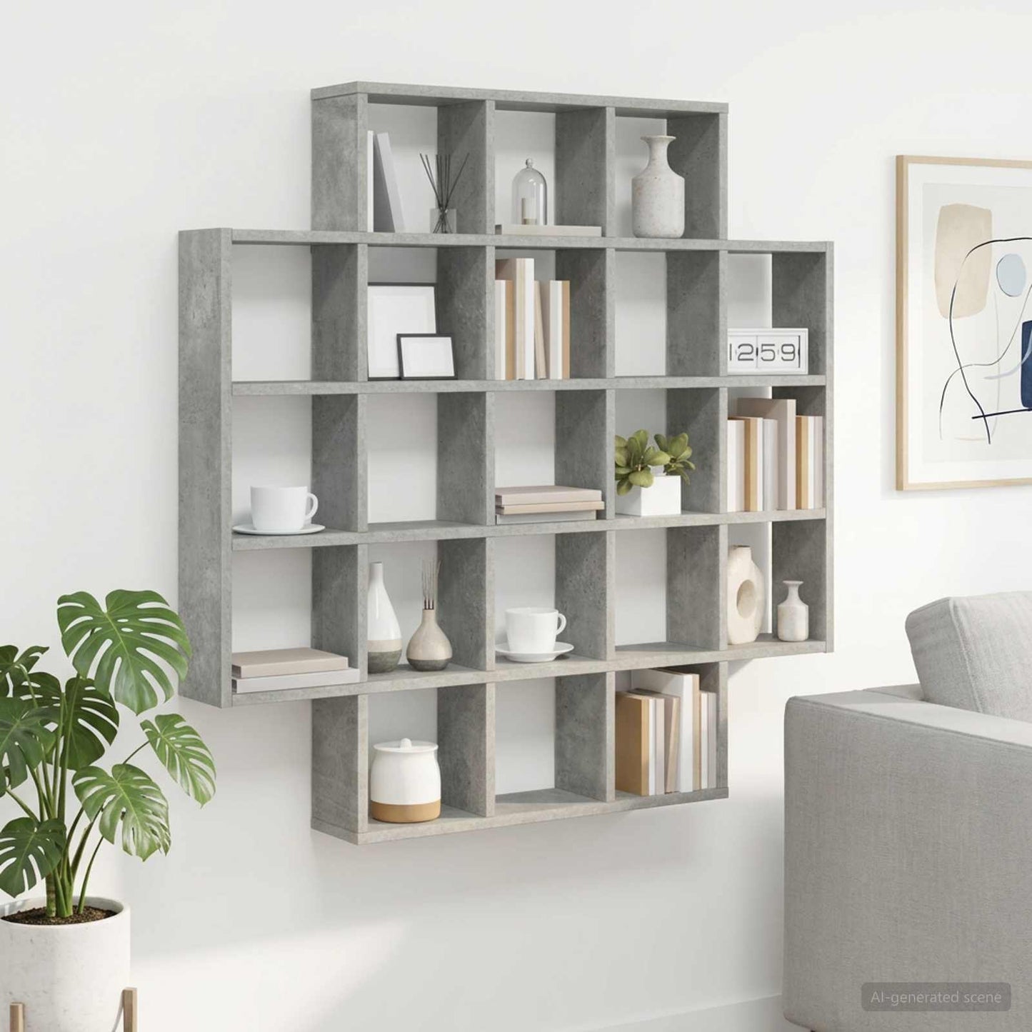 vidaXL Wall Shelf Concrete Grey 100 x 13 x 100 cm Engineered Wood