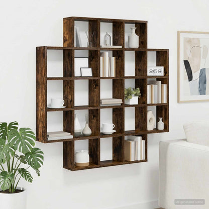 vidaXL Wall Shelf Smoked Oak 100 x 13 x 100 cm Engineered Wood