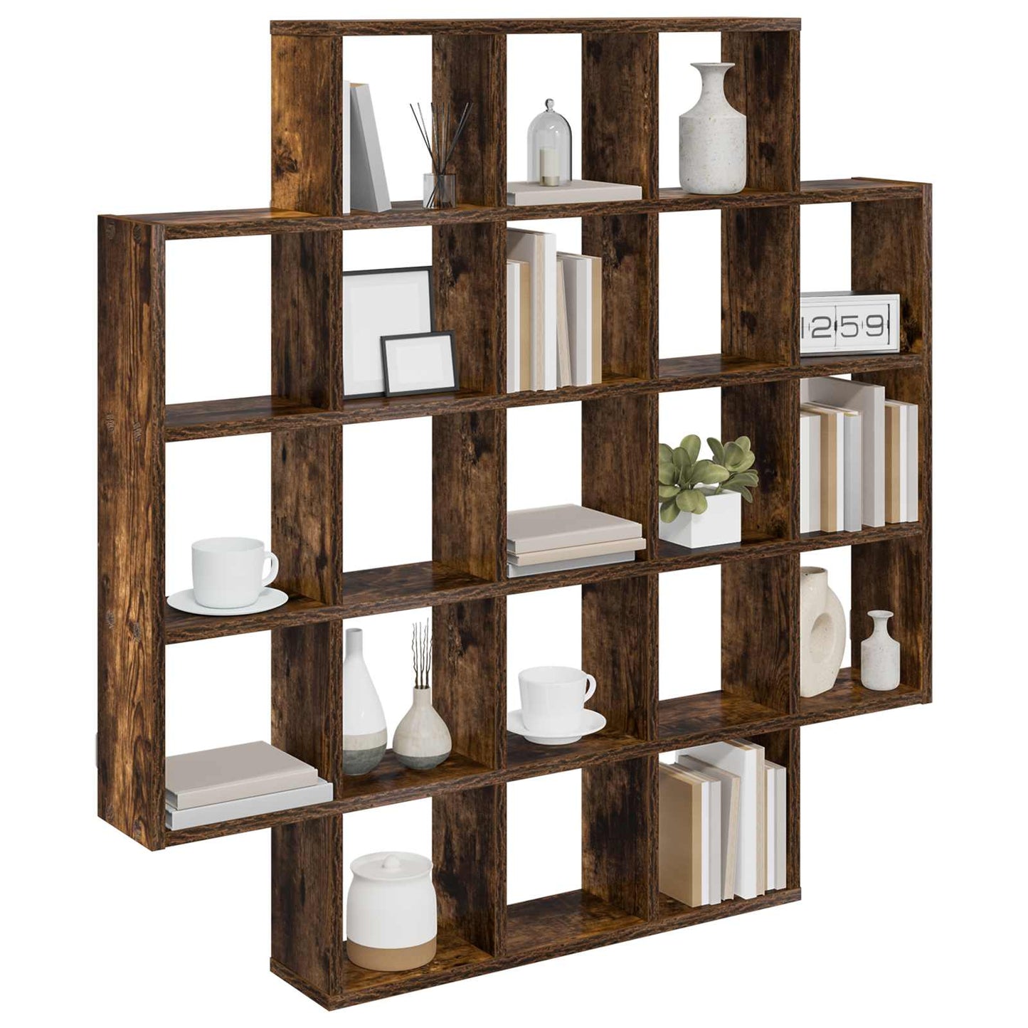 vidaXL Wall Shelf Smoked Oak 100 x 13 x 100 cm Engineered Wood