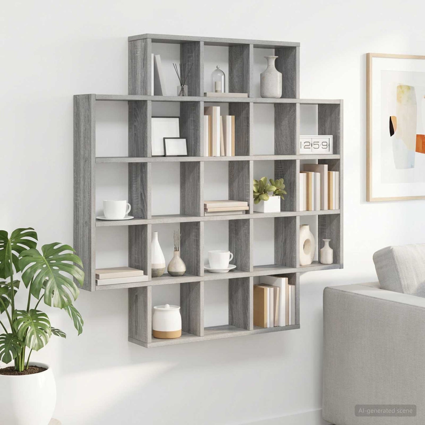 vidaXL Wall Shelf Grey Sonoma 100 x 13 x 100 cm Engineered Wood