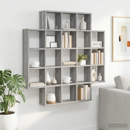 vidaXL Wall Shelf Grey Sonoma 100 x 13 x 100 cm Engineered Wood