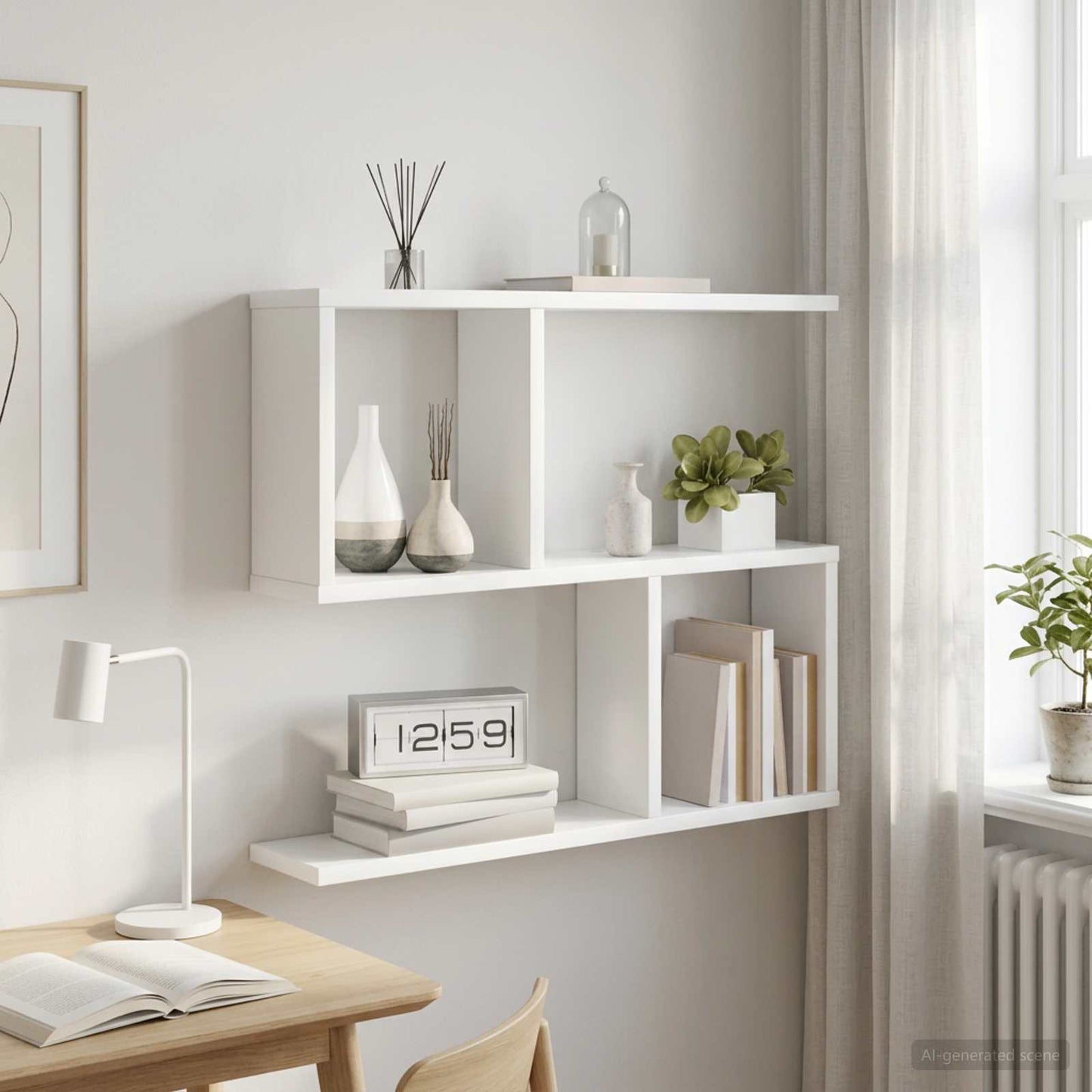 vidaXL Wall Shelf White 60 x 12 x 50.5 cm Engineered Wood