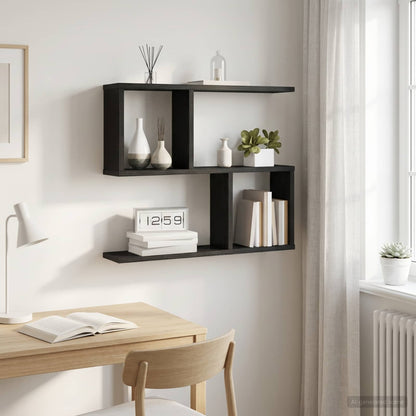 vidaXL Wall Shelf Black Oak 60 x 12 x 50.5 cm Engineered Wood