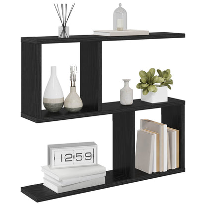vidaXL Wall Shelf Black Oak 60 x 12 x 50.5 cm Engineered Wood