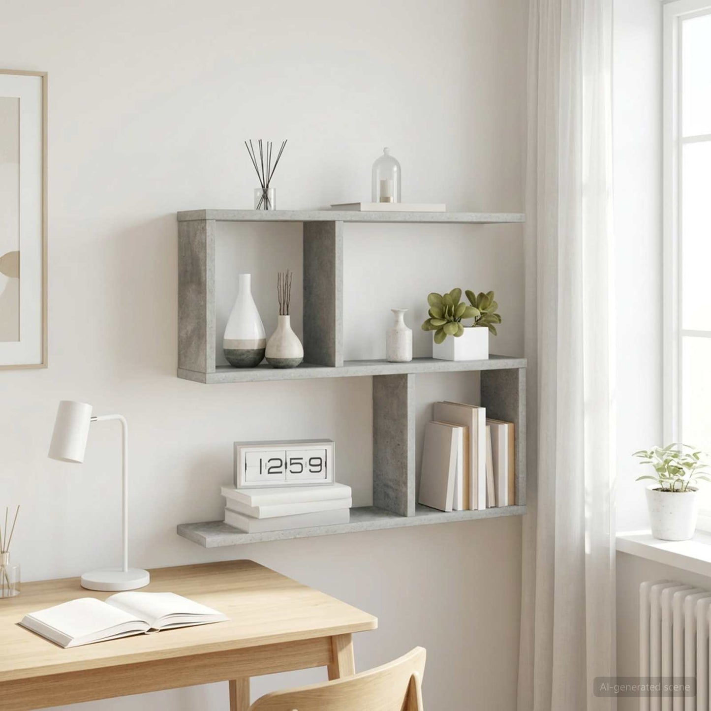 vidaXL Wall Shelf Concrete Grey 60 x 12 x 50.5 cm Engineered Wood