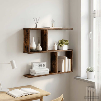 vidaXL Wall Shelf Smoked Oak 60 x 12 x 50.5 cm Engineered Wood