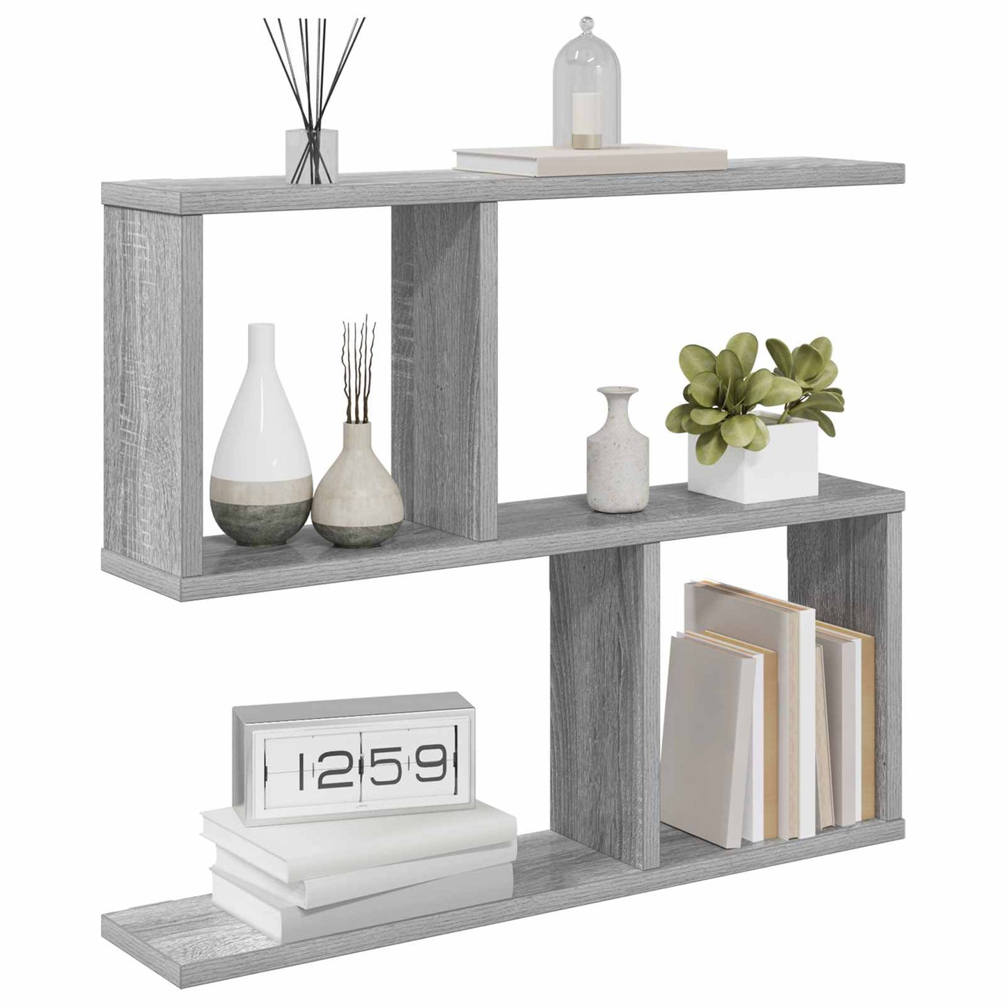 vidaXL Wall Shelf Grey Sonoma 60 x 12 x 50.5 cm Engineered Wood