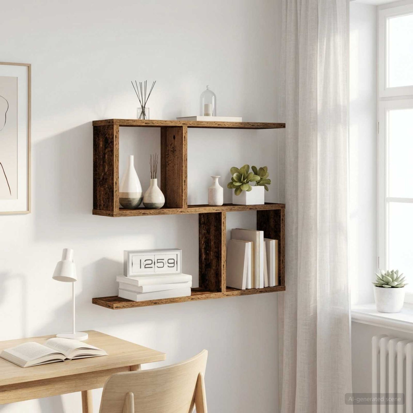 vidaXL Wall Shelf Old Wood 60 x 12 x 50.5 cm Engineered Wood