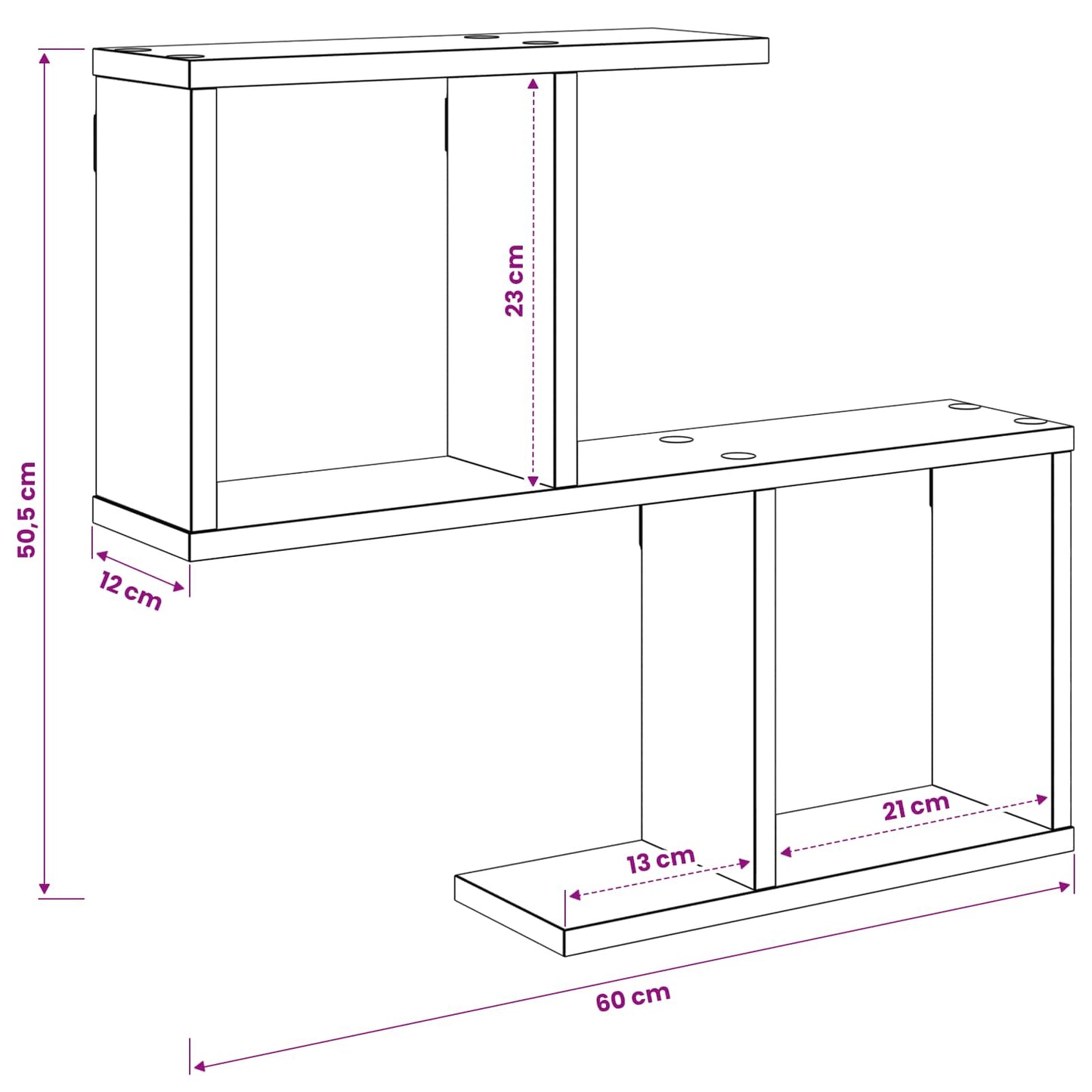 vidaXL Wall Shelf White 60 x 12 x 50.5 cm Engineered Wood