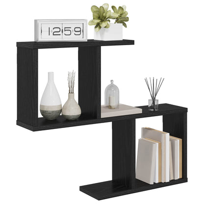 vidaXL Wall Shelf Black Oak 60 x 12 x 50.5 cm Engineered Wood
